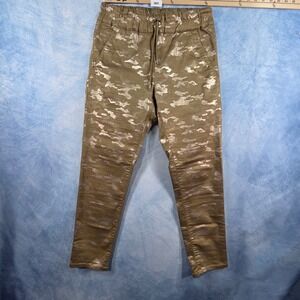 Flog Womens Metallic Gold Camo Jogger Trousers‎ Elastic Waist Drawstring Size 28